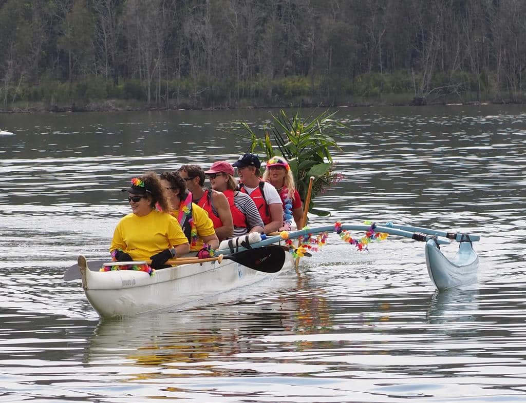 OC6 crew paddles Lake Conjola